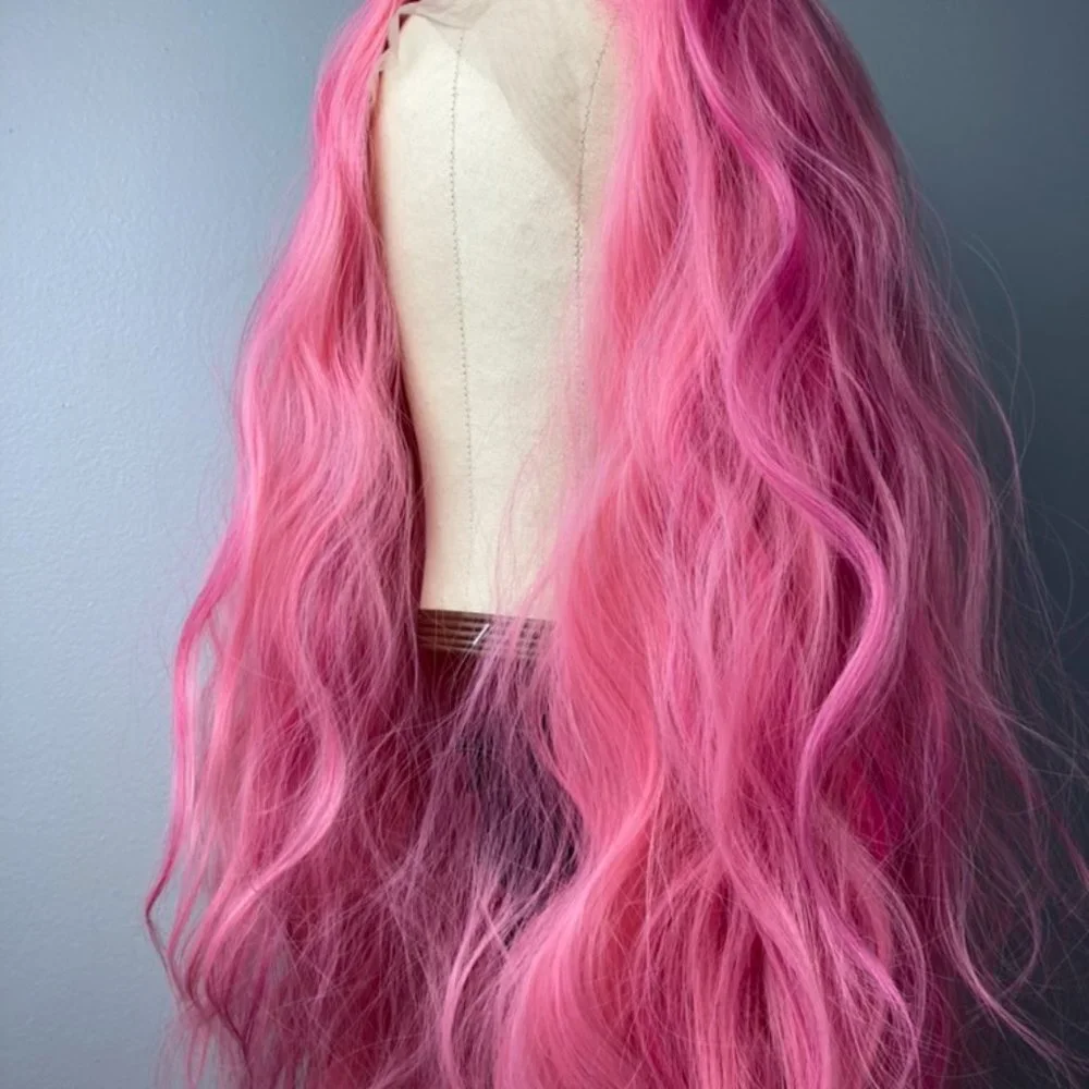 Pink Wig,Kinky Curly Lace Front Wig